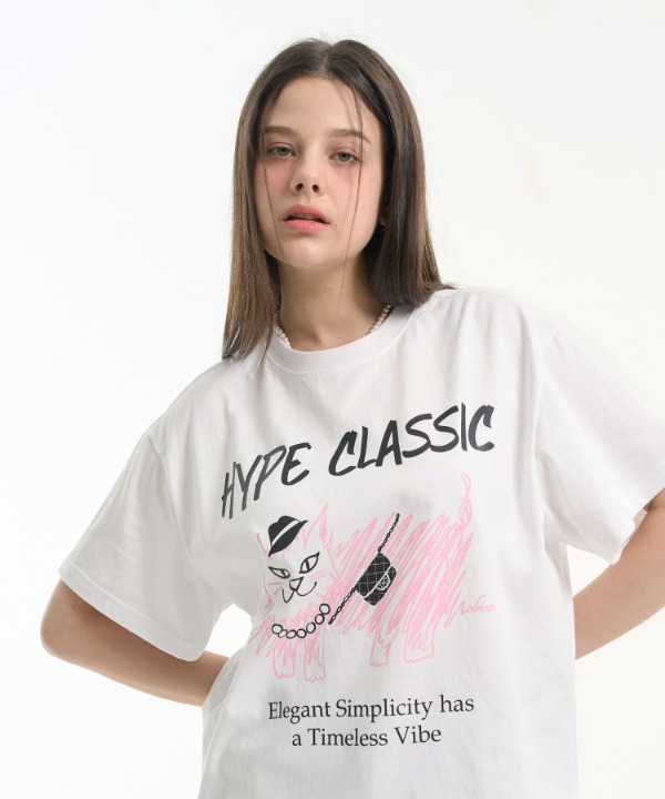 HYPE CLASSIC MEW 루즈핏 반소매 티셔츠 핑크